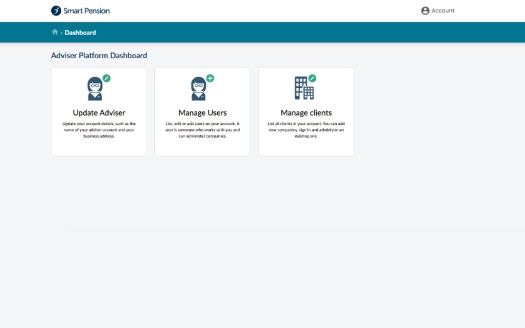 The Adviser home screen before the design system.