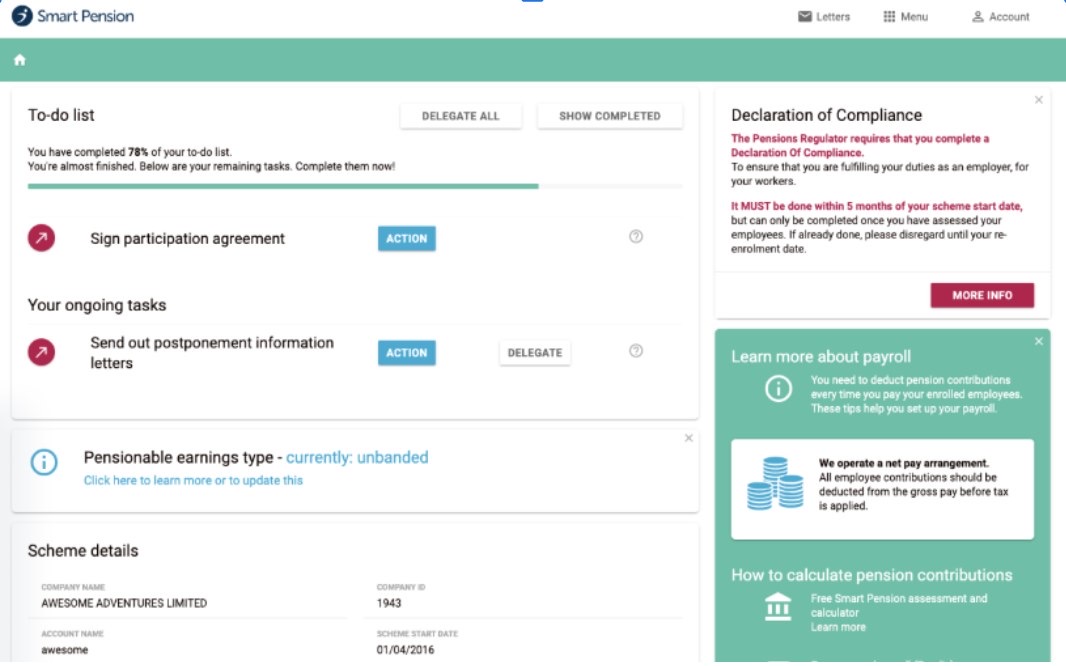 The Employer home screen before the design system.