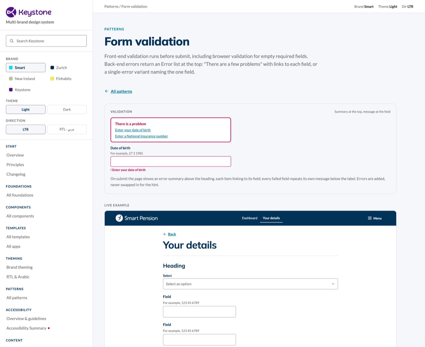 Keystone documentation: Form validation pattern.