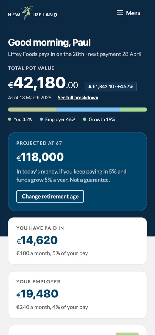 The member dashboard in New Ireland, light theme.