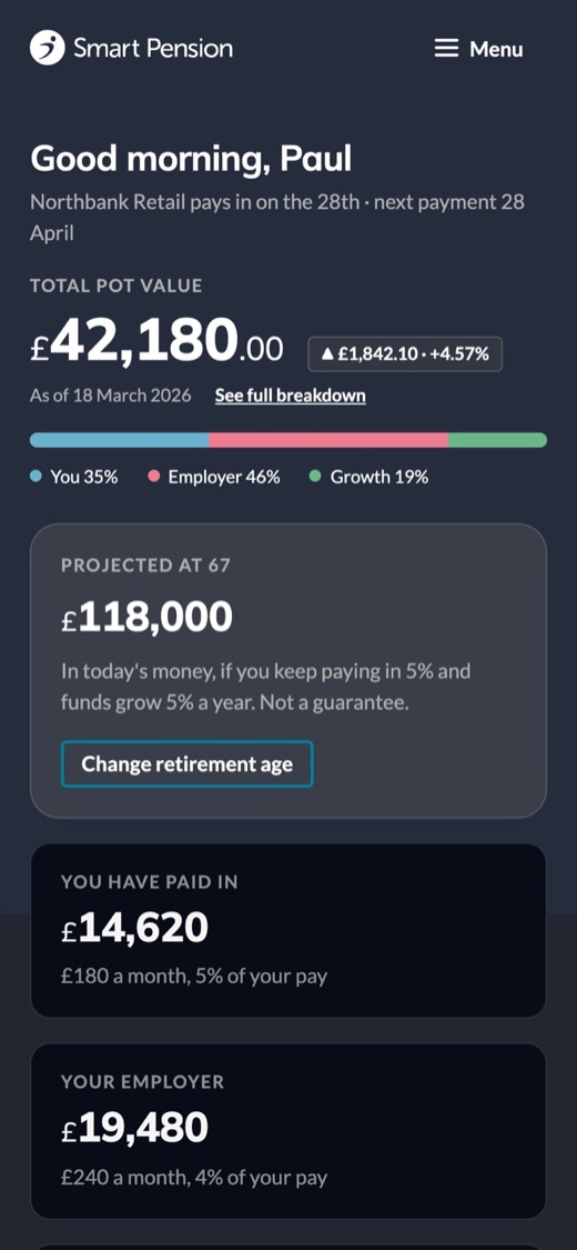 The member dashboard in Smart, dark theme.
